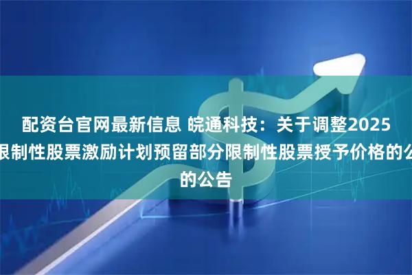 配资台官网最新信息 皖通科技：关于调整2025年限制性股票激励计划预留部分限制性股票授予价格的公告